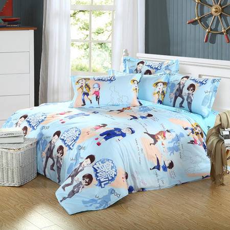唯眠纺家纺全棉斜纹床上用品四件套 爸爸去哪儿主题，1.5米与1.8米通用四件套的完美之选